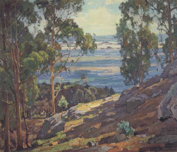 William Wendt Eucalyptus Trees and Bay oil painting picture